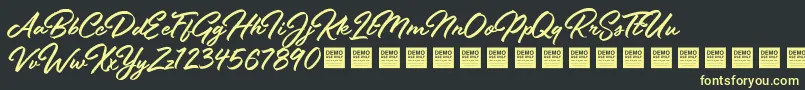 フォントStayFreshDemo – 黒い背景に黄色の文字