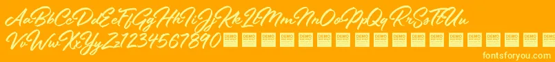 フォントStayFreshDemo – オレンジの背景に黄色の文字