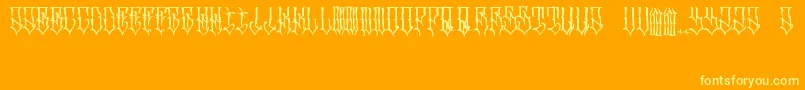 SrcuenFont-Schriftart – Gelbe Schriften auf orangefarbenem Hintergrund