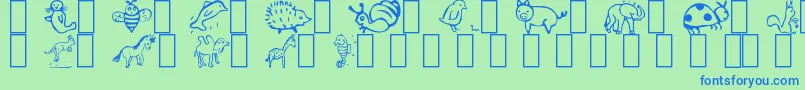 Animal Font – Blue Fonts on Green Background