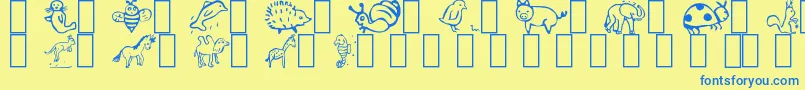 Animal Font – Blue Fonts on Yellow Background