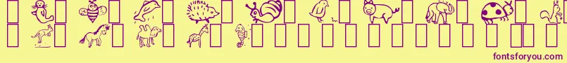 Animal Font – Purple Fonts on Yellow Background