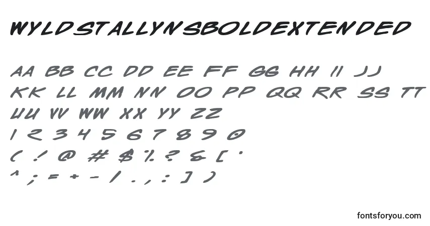 Schriftart WyldStallynsBoldExtended – Alphabet, Zahlen, spezielle Symbole
