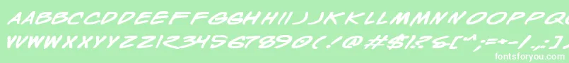 WyldStallynsBoldExtended Font – White Fonts on Green Background