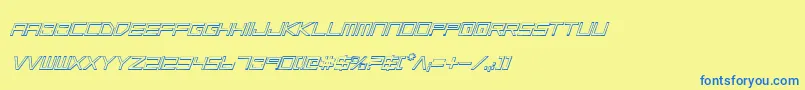 LowGunScreenOutlineItalic Font – Blue Fonts on Yellow Background