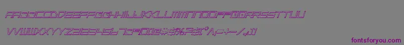 フォントLowGunScreenOutlineItalic – 紫色のフォント、灰色の背景