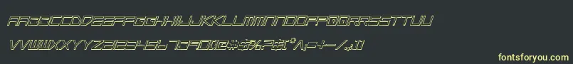 フォントLowGunScreenOutlineItalic – 黒い背景に黄色の文字