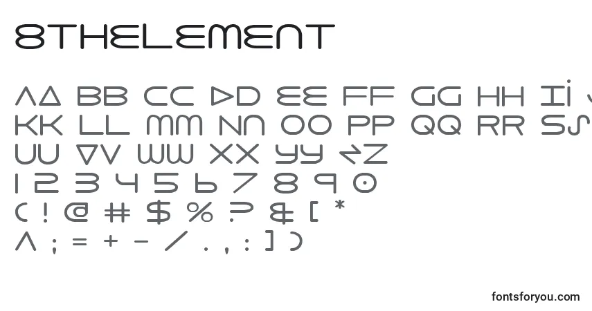 Schriftart 8thelement – Alphabet, Zahlen, spezielle Symbole