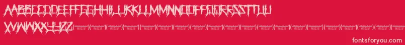 ThegrinderRegular-fontti – vaaleanpunaiset fontit punaisella taustalla