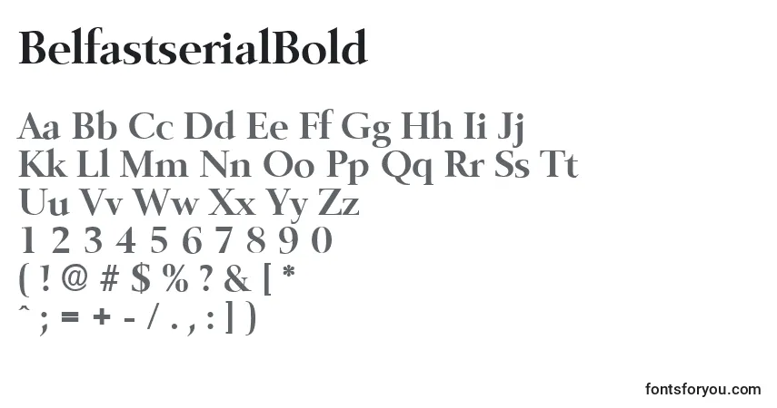 A fonte BelfastserialBold – alfabeto, números, caracteres especiais
