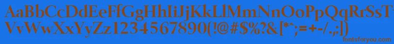 フォントBelfastserialBold – 茶色の文字が青い背景にあります。