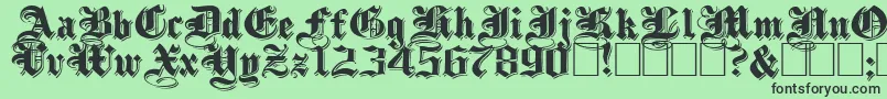 フォントShadowedBlackWide – 緑の背景に黒い文字
