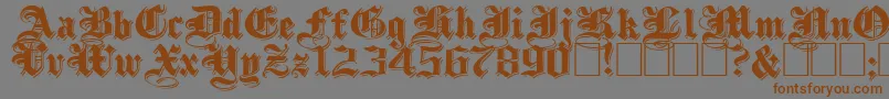 フォントShadowedBlackWide – 茶色の文字が灰色の背景にあります。