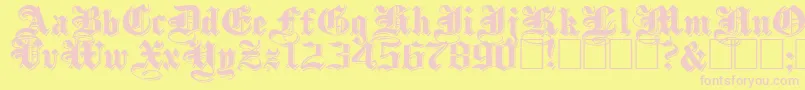 ShadowedBlackWide-Schriftart – Rosa Schriften auf gelbem Hintergrund
