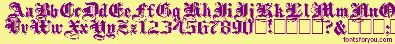 ShadowedBlackWide Font – Purple Fonts on Yellow Background