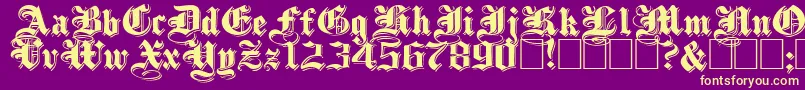 Fonte ShadowedBlackWide – fontes amarelas em um fundo roxo