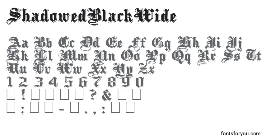 characters of shadowedblackwide font, letter of shadowedblackwide font, alphabet of  shadowedblackwide font