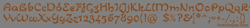 フォントLinotypeZurpreisSemiBold – 茶色の文字が灰色の背景にあります。