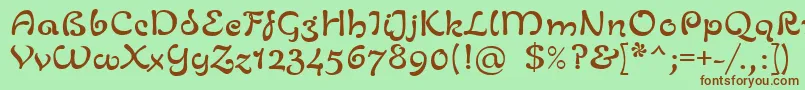 LinotypeZurpreisSemiBold-fontti – ruskeat fontit vihreällä taustalla