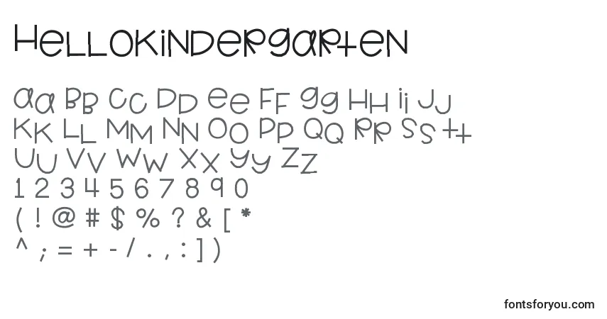 A fonte Hellokindergarten – alfabeto, números, caracteres especiais