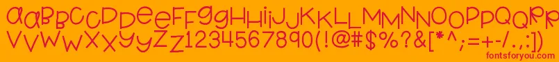 フォントHellokindergarten – オレンジの背景に赤い文字
