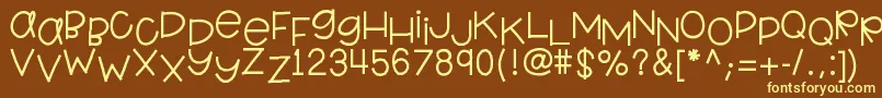 Hellokindergarten Font – Yellow Fonts on Brown Background