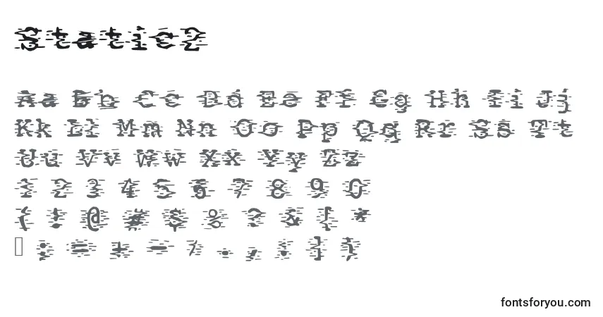 A fonte Static2 – alfabeto, números, caracteres especiais