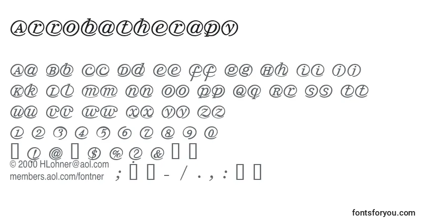 Czcionka Arrobatherapy – alfabet, cyfry, specjalne znaki