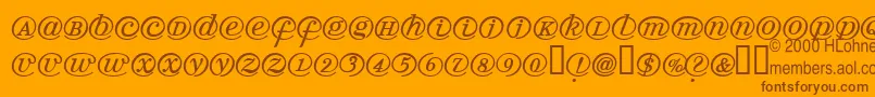 Arrobatherapy-Schriftart – Braune Schriften auf orangefarbenem Hintergrund