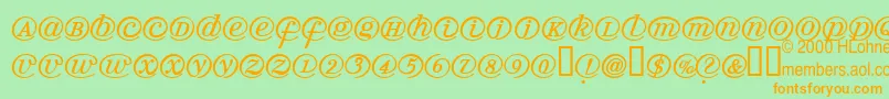 Arrobatherapy-Schriftart – Orangefarbene Schriften auf grünem Hintergrund