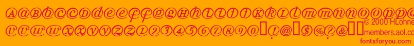 Arrobatherapy-Schriftart – Rote Schriften auf orangefarbenem Hintergrund