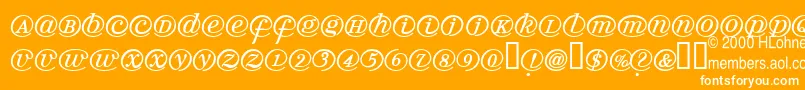 Arrobatherapy-Schriftart – Weiße Schriften auf orangefarbenem Hintergrund