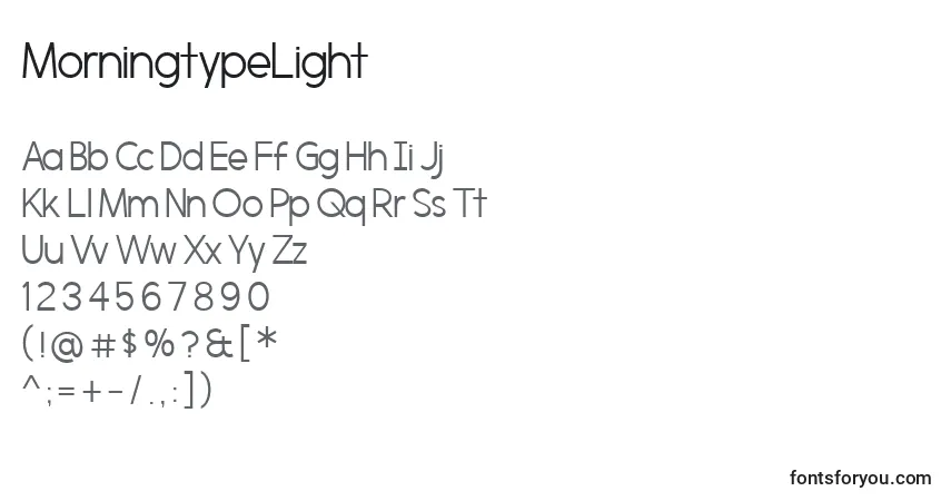 Schriftart MorningtypeLight – Alphabet, Zahlen, spezielle Symbole