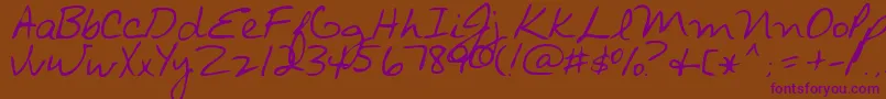 AvantQue...Mf Font – Purple Fonts on Brown Background