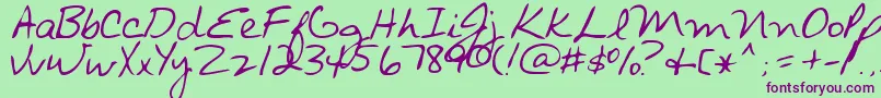 AvantQue...Mf-Schriftart – Violette Schriften auf grünem Hintergrund