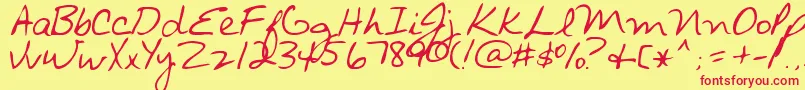 AvantQue...Mf Font – Red Fonts on Yellow Background