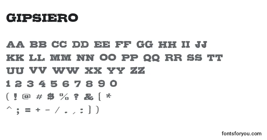 Schriftart Gipsiero – Alphabet, Zahlen, spezielle Symbole