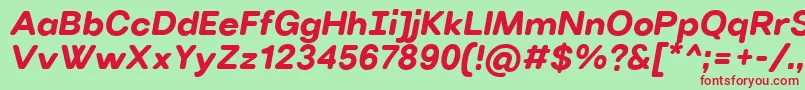 VillerayroundedBolditalic Font – Red Fonts on Green Background