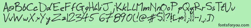 フォントWinkie – 緑の背景に黒い文字
