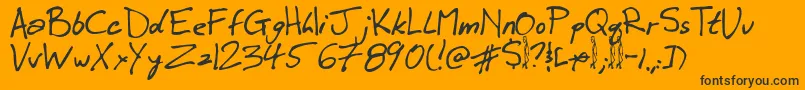 Winkie-Schriftart – Schwarze Schriften auf orangefarbenem Hintergrund