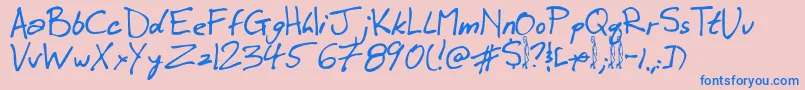 Winkie-fontti – siniset fontit vaaleanpunaisella taustalla