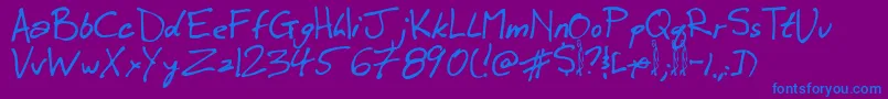 Winkie-Schriftart – Blaue Schriften auf violettem Hintergrund