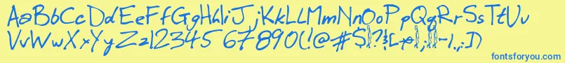 Winkie Font – Blue Fonts on Yellow Background