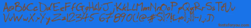 フォントWinkie – 茶色の文字が青い背景にあります。