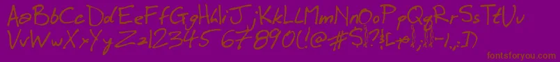 Winkie-fontti – ruskeat fontit violetilla taustalla