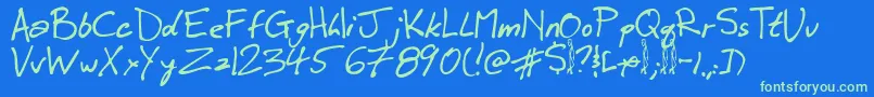 Winkie Font – Green Fonts on Blue Background