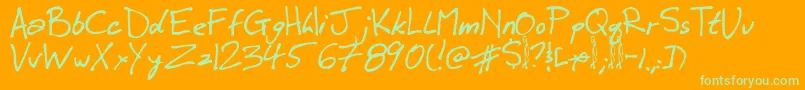 Winkie Font – Green Fonts on Orange Background