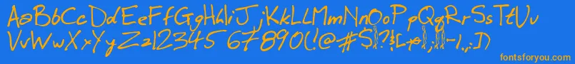 Winkie-Schriftart – Orangefarbene Schriften auf blauem Hintergrund