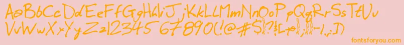 Winkie-Schriftart – Orangefarbene Schriften auf rosa Hintergrund