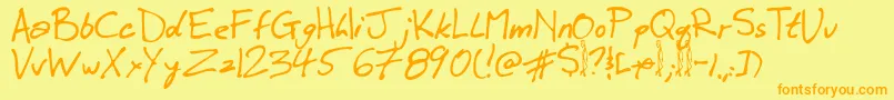 Winkie-fontti – oranssit fontit keltaisella taustalla